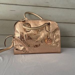 Michael Kors Rose Gold Satchel with crossbody strap